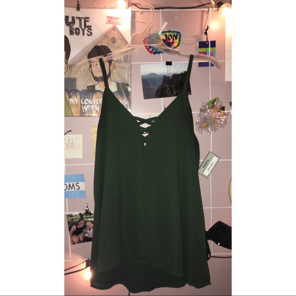 Army green crisscross tank top